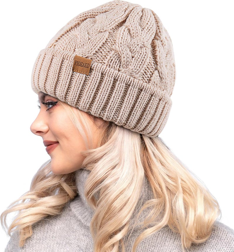 PIOZAED Womens Winter Knitted Beanie Hat Knit Warm Skull Cap Skull Cap Beanie for Women 2 Packs - Image 2